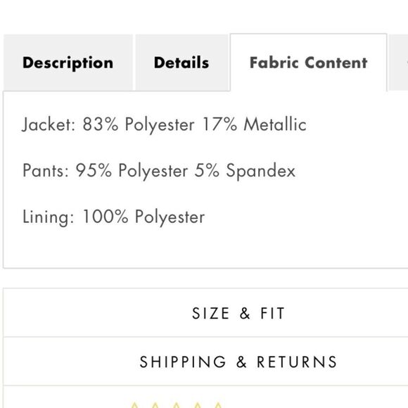 NWT R&M Richards Faux Two-Piece Pant Set with Metallic Details - Picture 5 of 12